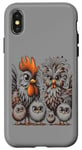 Coque pour iPhone X/XS Art de poulet amusant coloré d'Eagerlys, Crazy Chicken Family