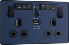 BG Electrical Double Switched Power Wall Plug Socket with Type A USB Charging Port and Wi-Fi Extender, Evolve, Matt Blue, 13A, PCDDB22UWRB