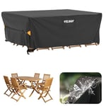 Velway Housse Salon de Jardin Imperméable - Housse Table de Jardin avec Boucles Coupe-Vent Protection pour Tous Les Temps pour Table et Chaise d'extérieur (Noir,200x160x74cm)