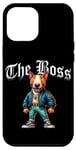 Coque pour iPhone 15 Plus Veste cool Bull Terrier Dog The Boss Cool pour chien, maman et papa