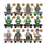 12 st Teenage Mutant Ninja Turtles Serie Raphael Leonardo Michaelangelo Donatello Minifigur Mini Monterad Byggsten Leksak