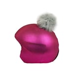 COOLCASC Exclusive Rose, Pompon Gris - Housse de Casque Universelle - Accessoire Coquette et Chic pour Le Ski - Taille Unique