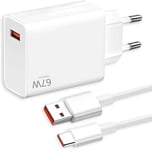 Chargeur Rapide 67w Avec Câble Usb-C De 1,5m Pour Xiaomi Mi14, Mi13t, Mi13, Mi13 Pro, Mi12, Mi12 Pro, Mi11, Mi10, Redmi Note 13/12/11/10/9, Poco F5, F5 Pro, X6, X5, X4 - Technologie De Charge Turbo