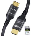 Adauxter Câble HDMI 2.1 1.5M, Certifié 8K 48Gbps Ultra Haute Vitesse Câble HDMI 4K 144Hz 120Hz 8K 60Hz eARC DTS:X Dolby Atmos Dynamic HDR HDCP2.3 Compatible MacBook Pro 2021 Gaming PC OLED TV Roku