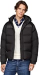 Tommy Hilfiger Men’s Mix Down Hooded Puffer Jacket, Black (Black), S