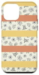 Coque pour iPhone 12 mini Jaune Orange Brûlé Rayures Floral Motif Élégant Femme