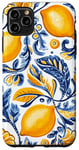 Coque pour iPhone 11 Pro Max Blanc moderne Paisley Côte italienne avec citrons Amalfi de