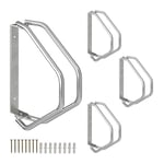 Relaxdays Wall Mounted Carrier 4 Bicycle Parking Brackets Steel 180° Swivel 32.5 x 9 x 29.5 cm Silver, Metal, 4 Supporti