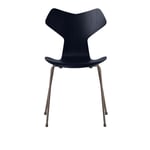 Fritz Hansen - Grand Prix 3130 Midnight Blue Färgad Ask/Brown Bronze - Spisestoler - Arne Jacobsen - Blå - Metall/Tre