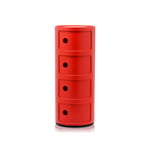 Kartell - Componibili 4985, Red, 4 Compartments - Skuffeseksjoner - Anna Castelli Ferrieri - Rød - Plast