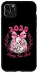 Coque pour iPhone 11 Pro Max Ruban rose boule disco du Nouvel An 2025 | Happy New Year Party