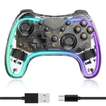 Manette De Jeu Switch Pro, Contrôleur, Compatible Switch Pro, Bluetooth, Vibrations À Double Moteur, Transparent