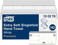 Tork Extra Soft Singlefold Hand Towels White H3, Premium, Embossed, 15 x 200