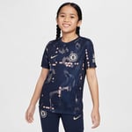 Chelsea Tränings T-Shirt Dri-FIT Academy Pro Pre Match - Navy/Orange Barn - Nike, storlek S: 128-137 cm