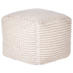 Pouf Carré en Coton Beige Clair 50 x 50 cm Remplissage à Billes Polystyrène Dam