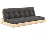 Inside75 - Canapé lit futon base noir couchage 130cm dossiers coffres