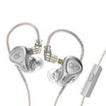 écouteurs intra-auriculaires en métal HiFi Bass Music Earbud Casque antibruit Sport Monitor Earphones pour G1 EDX ZST ZEX MT1 ZSN DQ6, avec micro, Silver