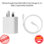 Official Google Pixel 30W USB-C Fast Charger with 1m USB-C Cable White