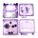 Boîtier de protection de boîtier avec remplacement de boutons pour Nintendo GBA Game Boy SP Advance Console(violet transparent)