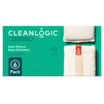 Cleanlogic Sustainable Organic Cotton Natural Body Exfoliator 6 Pack