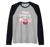 Happy Valentines Day Be Mine Cute Hearts VDay Women Girls Raglan Baseball Tee