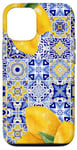 iPhone 14 Pro Italian Blue Tiles Pattern With Lemons Cover Majolica Art Case