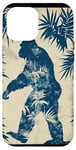 Coque pour iPhone 12 Pro Max Bleu Minimaliste Tropical Vintage Bigfoot Mythique Sasquatch