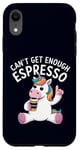 Coque pour iPhone XR Can't Get Enough Espresso Funny Unicorn Coffee Lover Humour