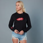 Red Lips and Knuckduster Birds of Prey Women's Cropped Sweatshirt - Black - XL