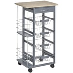 Multi Use Kitchen Island Trolley 4 Baskets Side Racks Drawer Worktop