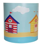 BEACH HUTS LIGHT SHADE CEILING SEASIDE STRIPE FLAG CLOUD SUMMER BLUE YELLOW LAMP