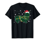 Corgi Buffalo Plaid Christmas Santa Hat Lights Snowflakes T-Shirt