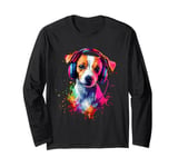 Artistic Colorful Jack Russell Terrier Headphones Dog Jacky Long Sleeve T-Shirt