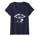 Womens Peanuts - Snoopy Woodstock USA Rowing Team V-Neck T-Shirt