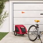Cykelvagn för djur röd oxfordtyg och järn