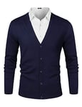 iClosam Gilet Homme Laine Homme Pull avec Col Chale Classique Encolure en v, Coupe étroite, Bleu, S