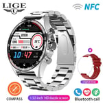 Lige-Montre Intelligente De Fitness Pour Homme,Extérieur,Positionnement Boussole,Contrôle D'accès Ndavid,Étanche Ip68,Montre Intelligente De Santé,400mah, - Type Steel Sliver