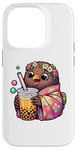 iPhone 14 Pro Kiwi Bird Drinking Bubble Tea Japanese Kimono Case