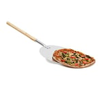 Relaxdays 10019247 Pelle à pizza gâteau tarte flambée rond Ø 30,5 cm en métal avec manche en bois 79 cm de long Plateau cuisine pour mettre au four ustensile cuisine pratique , Gris