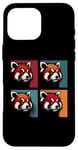 Coque pour iPhone 16 Pro Max Red Panda Pop Art – Vintage coloré mignon panda rouge amoureux