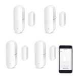 Capteur de Porte WiFi Capteur de Contact Intelligent pour fenêtre Alarme sans Fil Compatible avec Alexa et Google Assistant Pas Besoin de hub 4 Pack