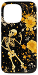 Coque pour iPhone 13 Pro Jaune Bohème Floral Squelettes Dancing Night Sky Cool Goth