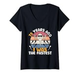 Womens 75 Years Ago I Was The Fastest Funny Live Legends Birthday V-Neck T-Shirt