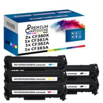 PREMIUM CARTOUCHE - x5 Toners - CF380X (x2) + CF381A + CF383A + CF3 (Noir (x2) + Cyan + Magenta + Jaune) - Compatible pour HP Color