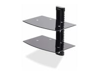 Startech.Com Dual Floating Wall-Mounted Av Shelves, Adjustable Height Shelf For Under Tv, Organize A/V Equipment On Black Tempered Glass Shelves - Hylle - For Lyd/Video-Komponenter - Aluminium, Stål, Plastikk - Svart - Veggmonterbar