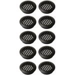 10x Grille d'aération ronde en plastique diamètre d'encastrement 49mm hauteur 16,5mm Ventilation Cache Protection Plafond Mur, noir