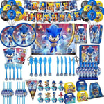 Cartoon Sonic Party Supplies Boys Birthday Party Disposable Tableware Set Paper Plate Cup Napkins Baby Shower Decorations