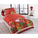 Rapport Home Kids Xmas Santa Claus Quilt Duvet Cover and Pillowcase Bedding Bed Set 2 Pieces Letter to Santa Toddler Duvet Cover Set (150 x 120cm) , Red