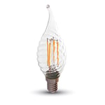 V-TAC SKU.4388 Ampoule LED Flamme Filament 4W E14 Variable VT-1995, Plastique,et Autre materiaux, 4 W, Transparent