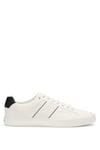 BOSS Mens Aiden Tenn Faux-Leather Trainers with Grained and Plain Textures Size 8 Natural